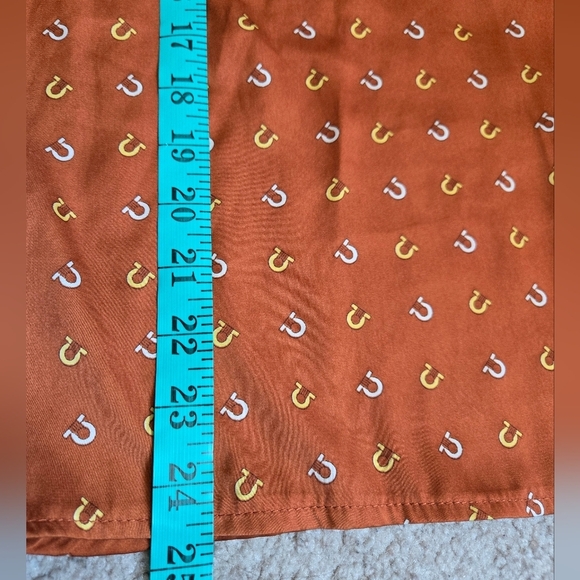 FOR YOU MODA Horseshoe Pattern Burnt Orange Long Sleeve Button Down Shirt. Med - Picture 13 of 13